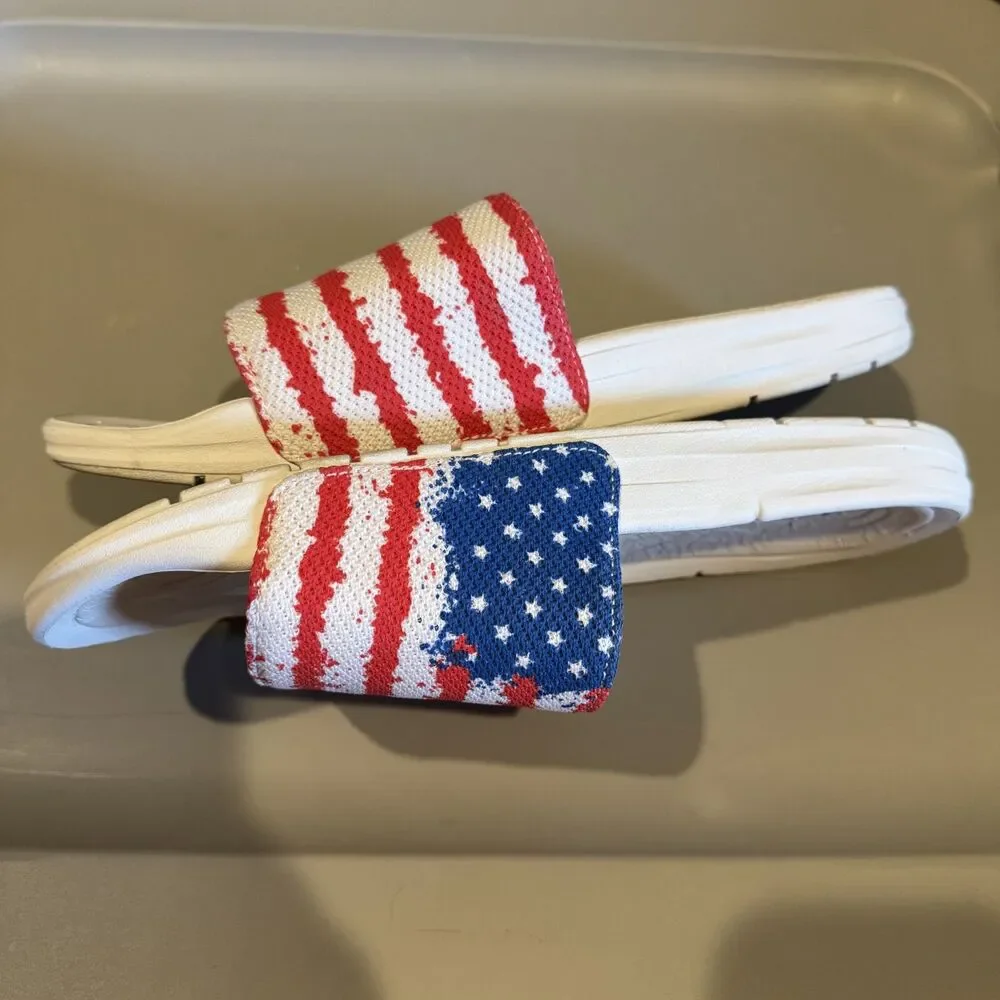 Hey Dude American Flag Slides Sandals USA Patriotic Comfort Patriotic Mens Sz 7